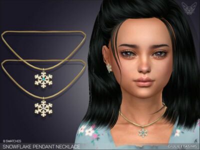 Snowflake Pendant Necklace For Kids By Feyona Sims 4 CC