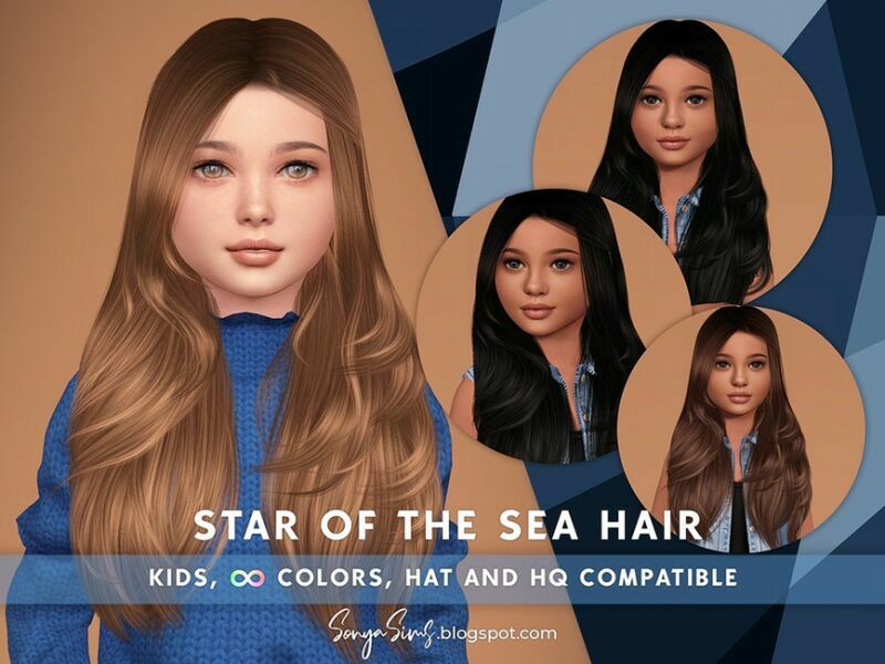 Sonyasims Star Of The SEA Kids Hair(Early Access ON Patreon) By Sonyasimscc Sims 4 CC