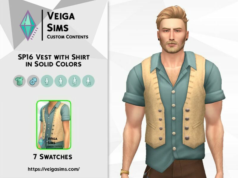 SP16 Vest With Shirt In Solid Colors Sims 4 CC