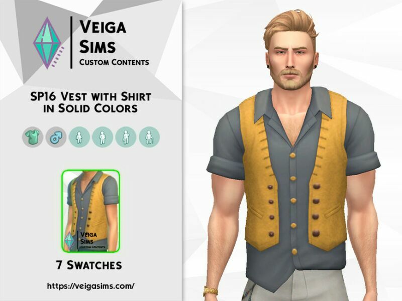 sims 4 cc sp16 vest with shirt in solid colors 2