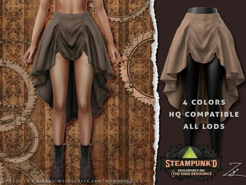 Steampunked Leather Skirt By _ZY Sims 4 CC