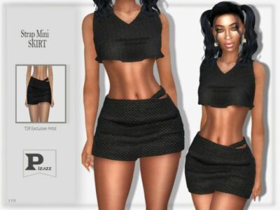 Strap Mini Skirt By Pizazz Sims 4 CC