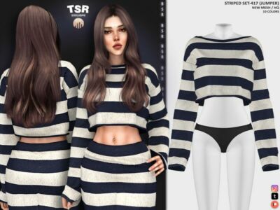 Striped SET-417 (Jumper) BD1130 Sims 4 CC