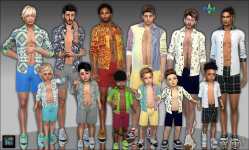 Summer Outfits For DAD And SON Sims 4 CC