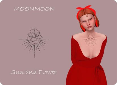 SUN And Flower Tattoo By Moonmoonsim Sims 4 CC