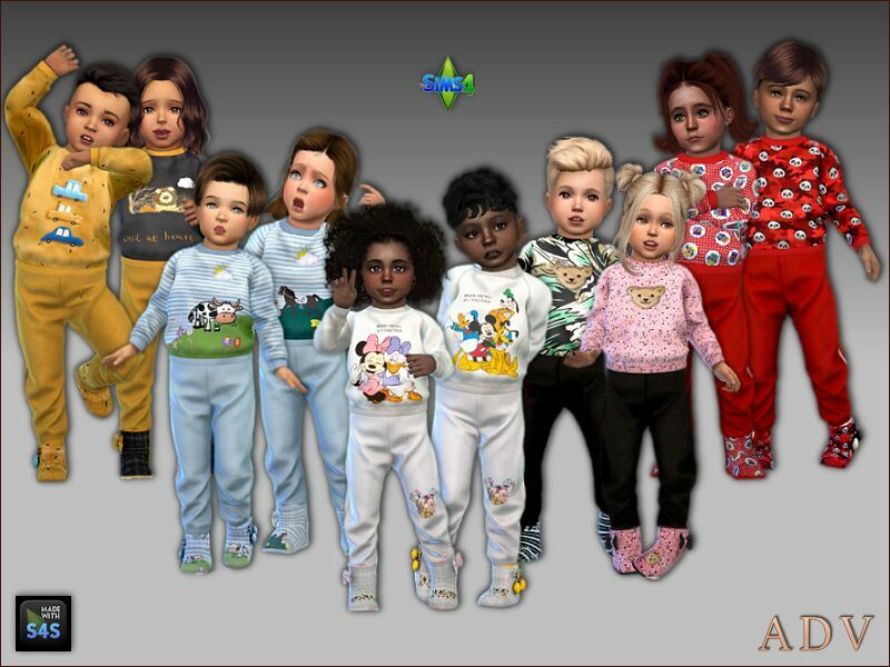 Sweatshirts Pants And Slippers For Toddlers Sims 4 CC