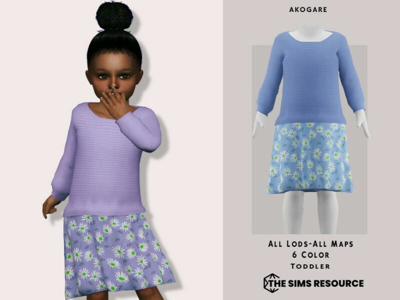 T-Dress NO.39 By _Akogare_ Sims 4 CC