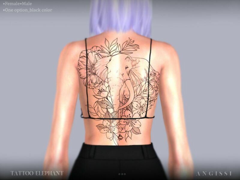 Tattoo-Elephant By Angissi Sims 4 CC