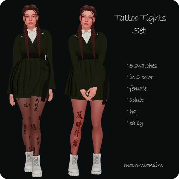 Tattoo Tights SET Adult By Moonmoonsim Sims 4 CC