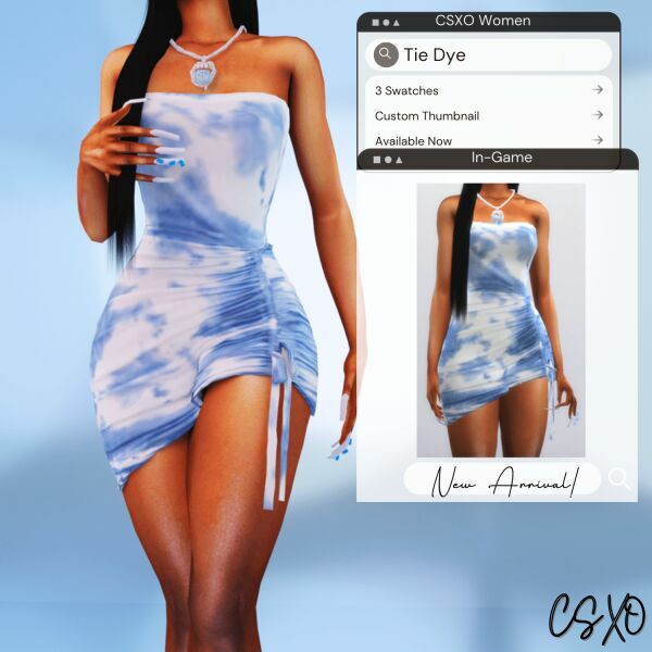 sims 4 cc tie dye ruched dress 3