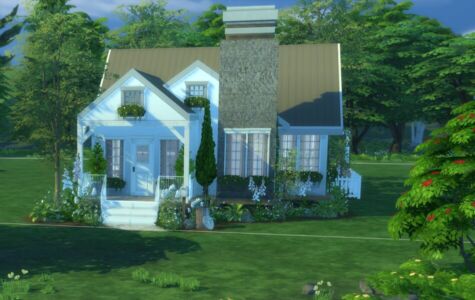 Tiny Cottage Home Sims 4 CC