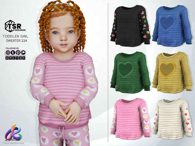 Toddler Girl Sweater 224 – Retexture By Robertaplobo Sims 4 CC