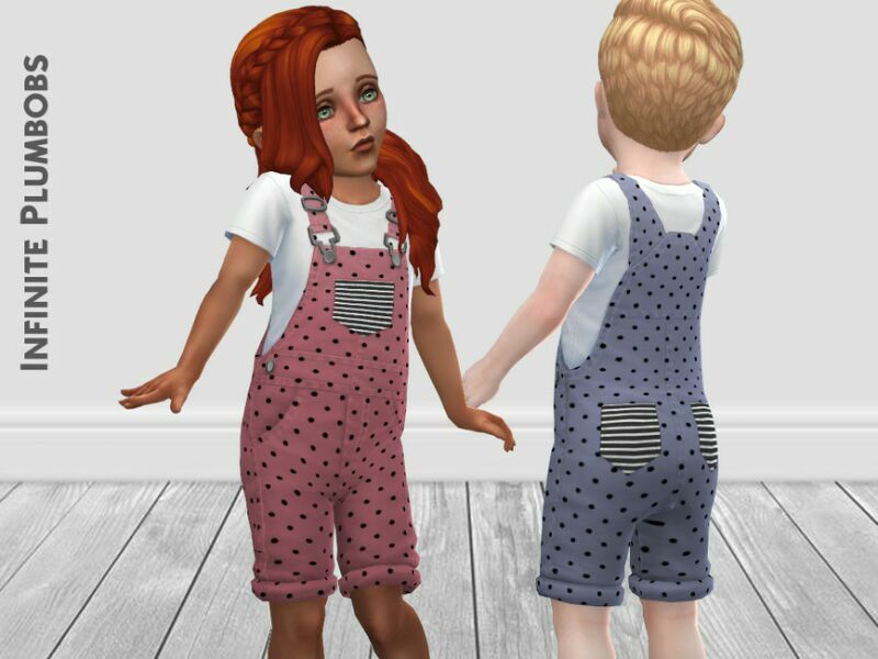 sims 4 cc toddler polka dot dungarees by infiniteplumbobs 2