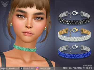 Trillion Crystal Choker – / Necklaces Sims 4 CC