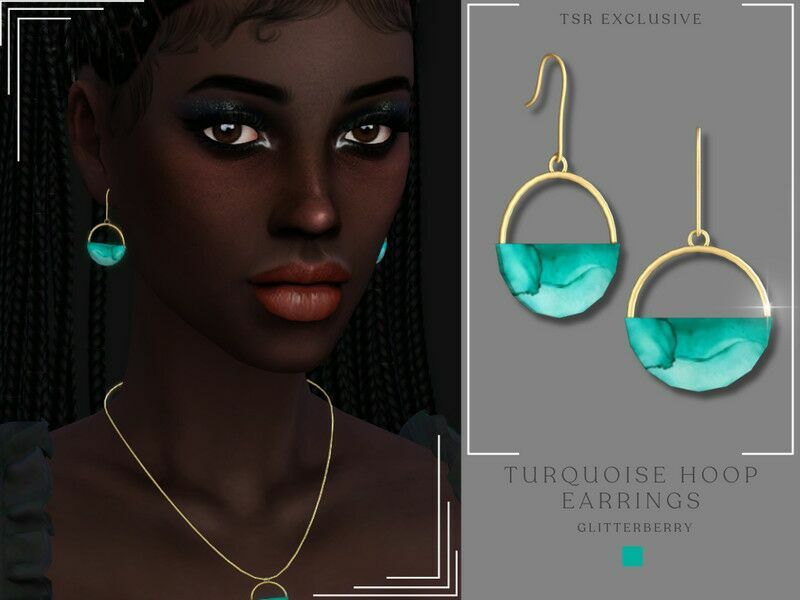 Turquoise Hoop Earrings Sims 4 CC