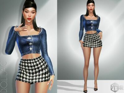 Tweed Mini Skirt DO041 Sims 4 CC