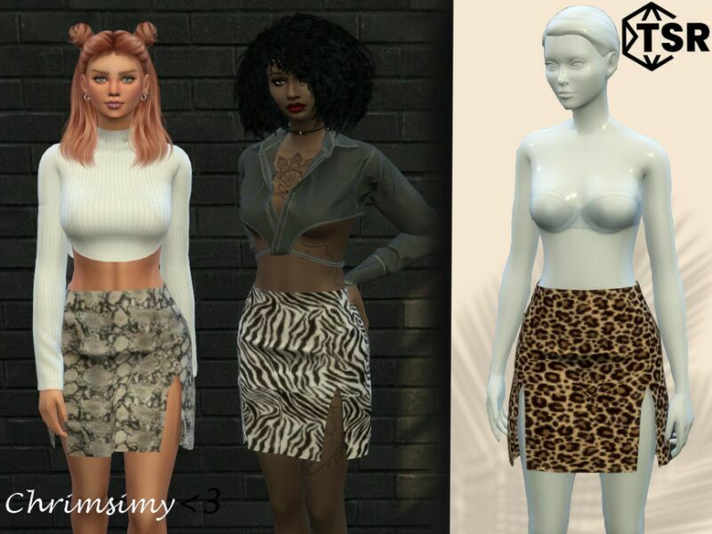 TWO Slit Skirt By Chrimsimy Sims 4 CC