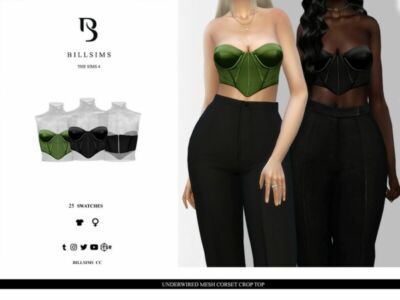 Underwired Mesh Corset Crop TOP Sims 4 CC