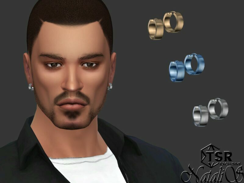 Unisex Hinged Hoop Earrings By Natalis Sims 4 CC