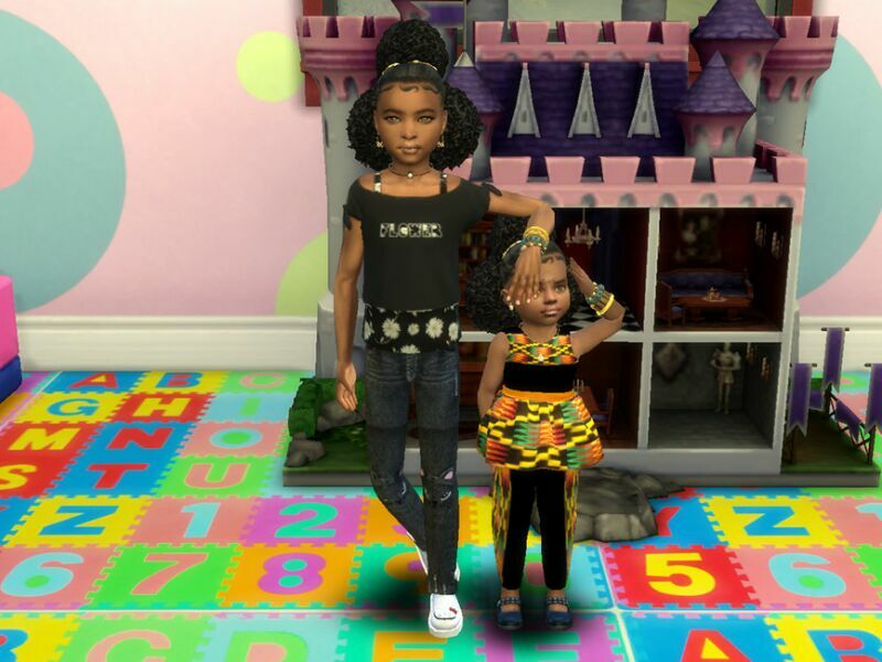 sims 4 cc updo afro puffs child by drteekaycee 4