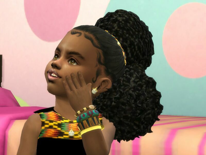 sims 4 cc updo puffs toddler by drteekaycee 2