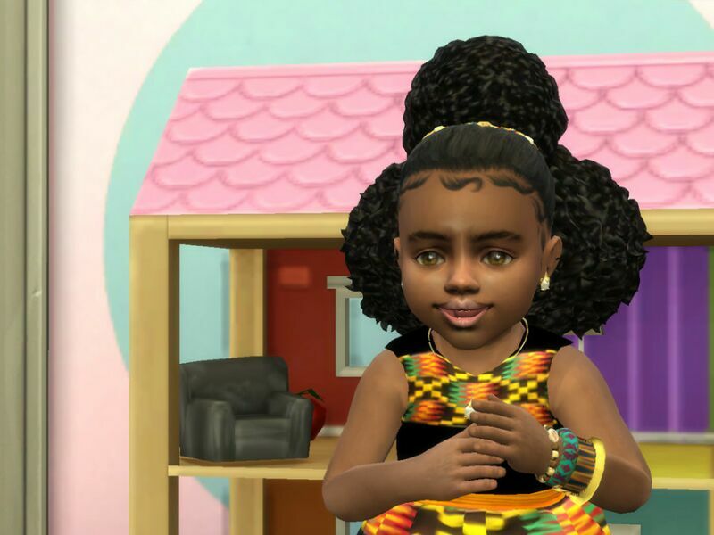 sims 4 cc updo puffs toddler by drteekaycee 4