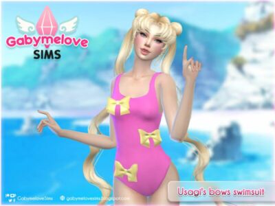 Usagi’S Bows Swimsuit (Sailor Moon) For Women Sims 4 CC