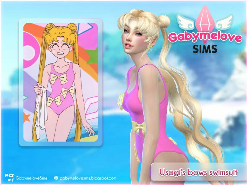 sims 4 cc usagis bows swimsuit sailor moon for women 2