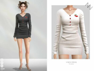 V-Neck Dress Sims 4 CC