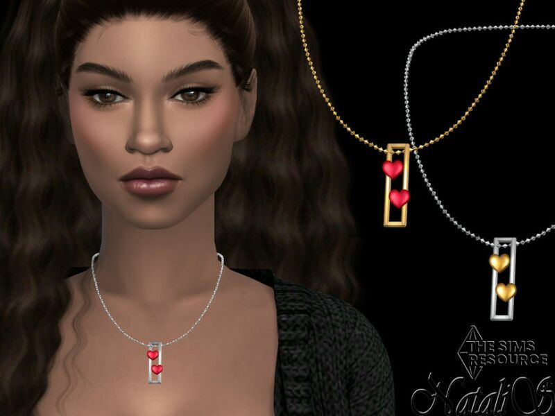 Valentines Double Heart Pendant By Natalis Sims 4 CC