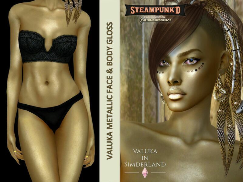 Valuka – Steampunked Metallic Face&Body Gloss By Valuka Sims 4 CC