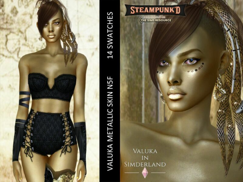 Valuka – Steampunked Metallic Skin N5F By Valuka Sims 4 CC