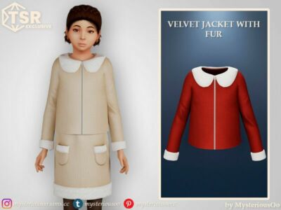 Velvet Jacket With FUR Sims 4 CC