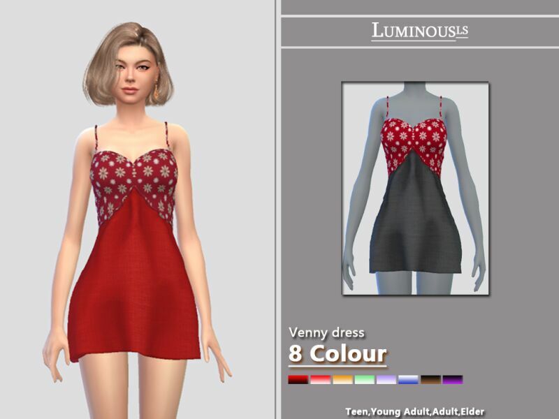 Venny Dress By Luminousls Sims 4 CC