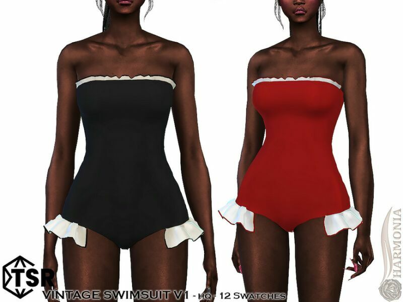 Vintage Swimsuit V1 By Harmonia Sims 4 CC