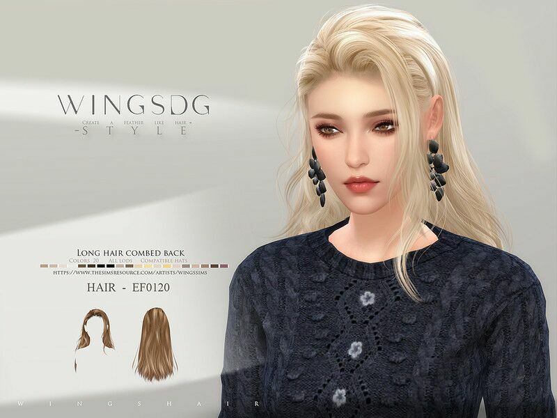 Wings-Ef0120-Long Hair Combed Back Sims 4 CC