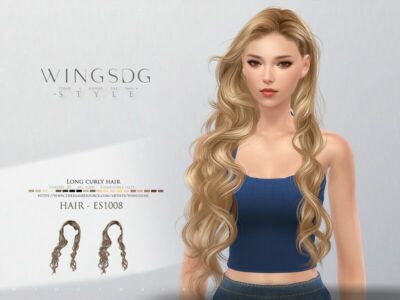 Wings-Es1008-Long Curly Hair By Wingssims Sims 4 CC