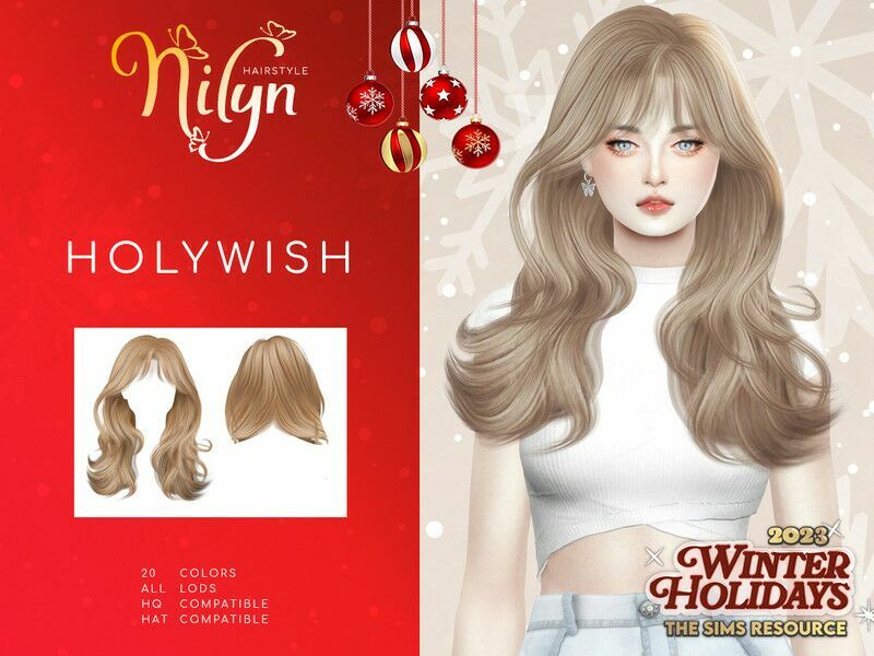 Winter Holidays 2023 Holywish Hair Sims 4 CC