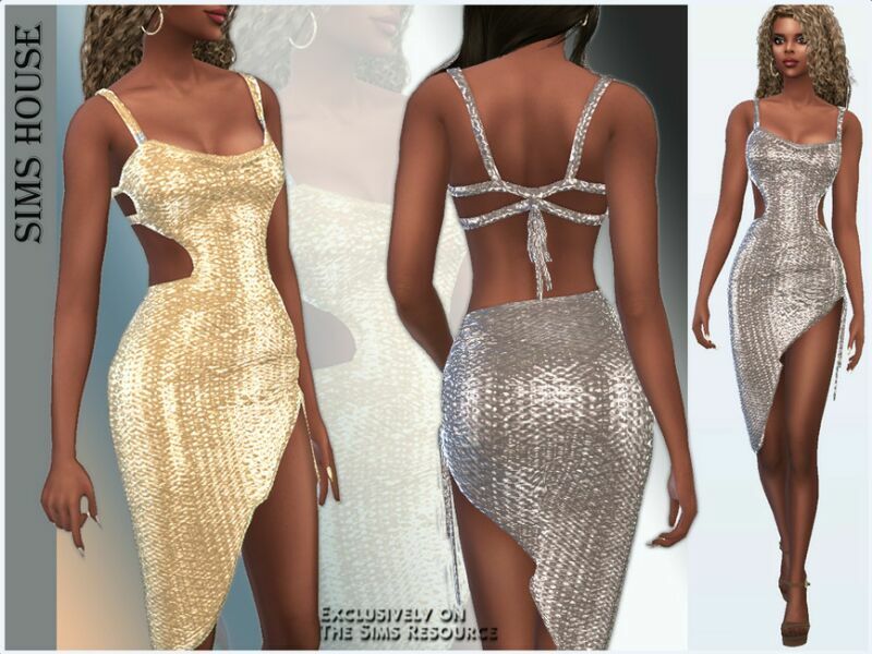 Women’S Shiny Short Dress Sims 4 CC