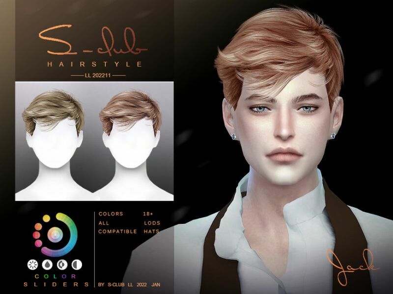 2022LL11 Men’S Short Hair (Jack) By S-Club By S-Club Sims 4 CC