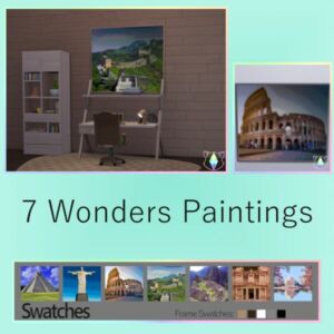 7 Wonders Paintings By Itiscats Sims 4 CC