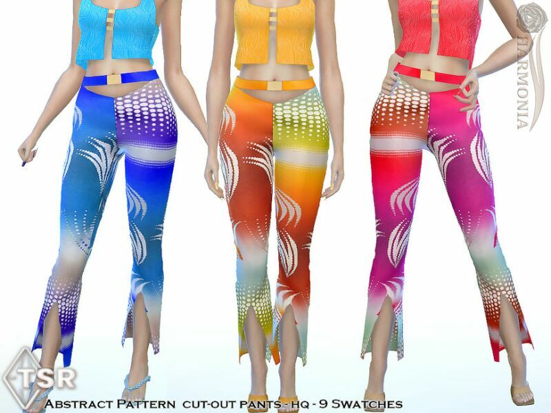 Abstract Pattern Cut-Out Pants By Harmonia Sims 4 CC