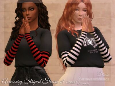 Accessory Striped Sleeves V1 (Black) By Dissia Sims 4 CC