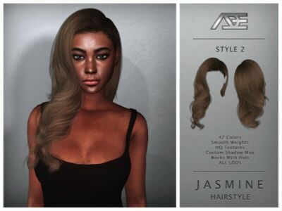 ADE – Jasmine / Style 2 (Hairstyle) Sims 4 CC