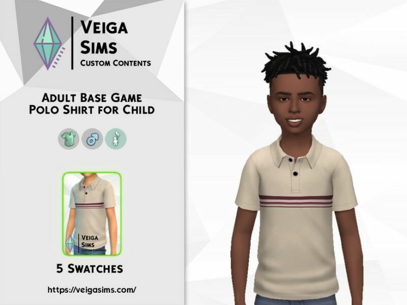 Adult BG Polo Shirt For Child Sims 4 CC