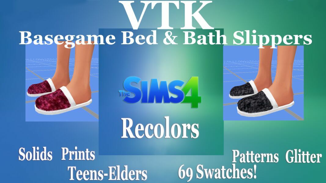 AF Basegame BED & Bath Slippers Recolors By VTK Sims 4 CC