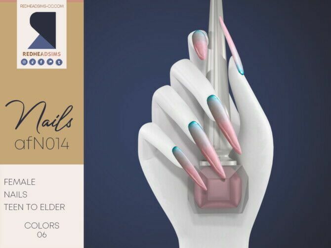 AF Nails N014 By Redheadsims Sims 4 CC