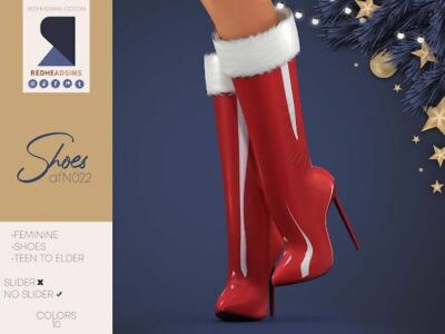 AF Shoes N022 | NO Slider Christmas Boots By Redheadsims Sims 4 CC