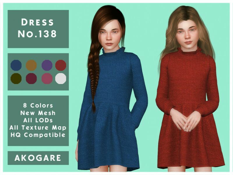 Akogare Dress NO.138 By _Akogare_ Sims 4 CC