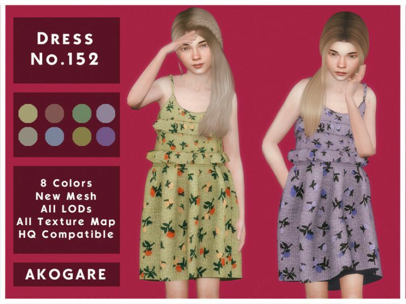 Akogare Dress NO.152 By _Akogare_ Sims 4 CC